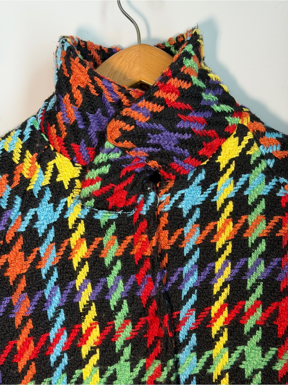 Lola + The Boys Rainbow Houndstooth Oversized Jacket Coat Size 10 - Picture 3 of 12